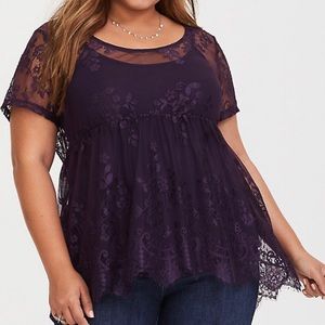 Torrid DARK PURPLE FLORAL LACE BABYDOLL